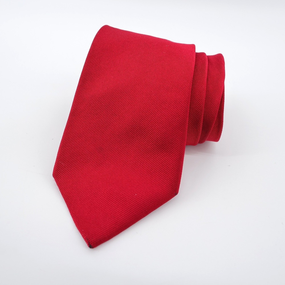 Ben Silver Pure English Silk Ribbed Necktie Red Mens - Minor Flaws